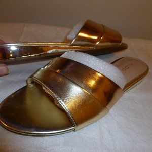 ALDO Gold Slides Sandals 7.5 M NEW Dillard's